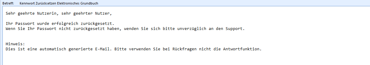 Abbildung: Bestätigungs-Mail zur erfolgreichen Passwort-Rücksetzung